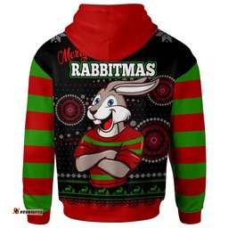 rabbitohs rugby christmas hoodie custom rabbitohs ugly christmas knitted hoodie