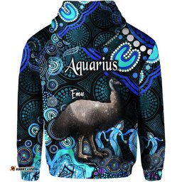 australian astrology zip up and pullover hoodie aquarius emu glider zodiac aboriginal vibes blue