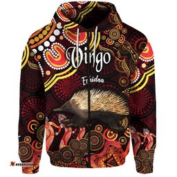 australian astrology zip up and pullover hoodie virgo echidna zodiac aboriginal vibes red