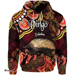 australian astrology zip up and pullover hoodie virgo echidna zodiac aboriginal vibes red