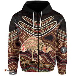 custom personalised emu aboriginal boomerang hoodie no2
