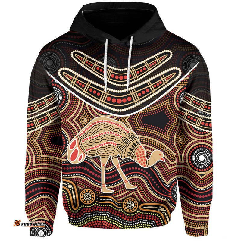 custom personalised emu aboriginal boomerang hoodie no2