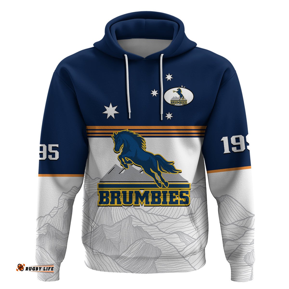 brumbies rugby 1995 super sporty style hoodie