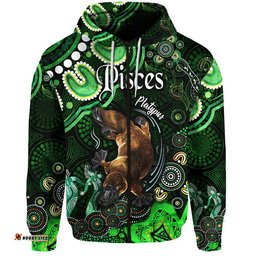australian astrology zip up and pullover hoodie pisces platypus zodiac aboriginal vibes green