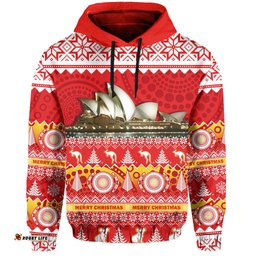 custom personalised australia hoodie sydney opera house aboriginal art merry christmas