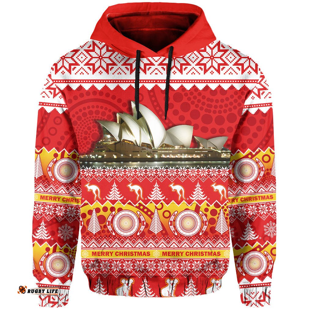australia hoodie sydney opera house aboriginal art merry christmas