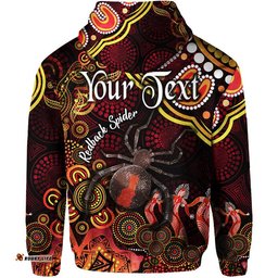 custom personalised australian astrology zip up and pullover hoodie scorpio redback spider zodiac aboriginal vibes red