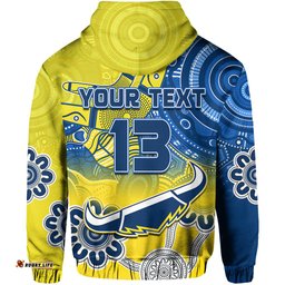 custom text and number cowboys rugby hoodie aboriginal boomerang go premiers north queensland