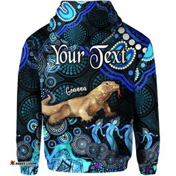 custom personalised australian astrology zip up and pullover hoodie capricorn goanna zodiac aboriginal vibes blue