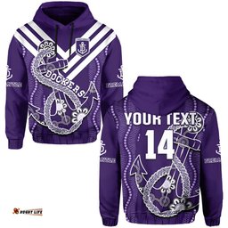 custom text and number dockers football hoodie fremantle anchor mix aboriginal pattern dynamic style