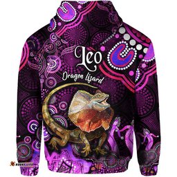 australian astrology zip up and pullover hoodie leo dragon lizard zodiac aboriginal vibes pink