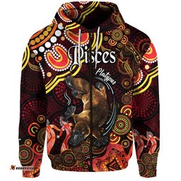 australian astrology zip up and pullover hoodie pisces platypus zodiac aboriginal vibes red