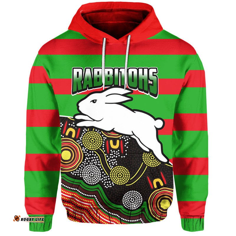 custom personalised rabbitohs rugby hoodie aboriginal basic style