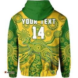 custom text and number australia hoodie national colours proud aussie special indigenous