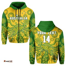 custom text and number australia hoodie national colours proud aussie special indigenous