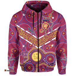 custom text and number brisbane football hoodie indigenous pattern go lions unique version