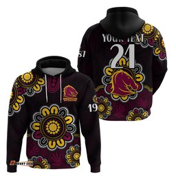 custom personalised nrl brisbane broncos rugby 1987 aboriginal hoodie