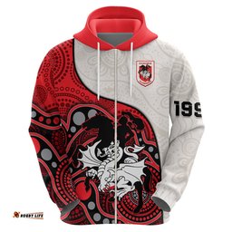 custom text and number dragons rugby hoodie st george illawarra 1998 indigenous art