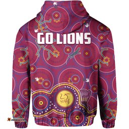 brisbane football hoodie indigenous pattern go lions unique style
