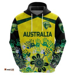 custom personalised australia cricket hoodie aboriginal style unique black