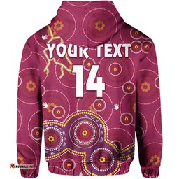 custom text and number maroons rugby hoodie kangaroo indigenous pattern unique version