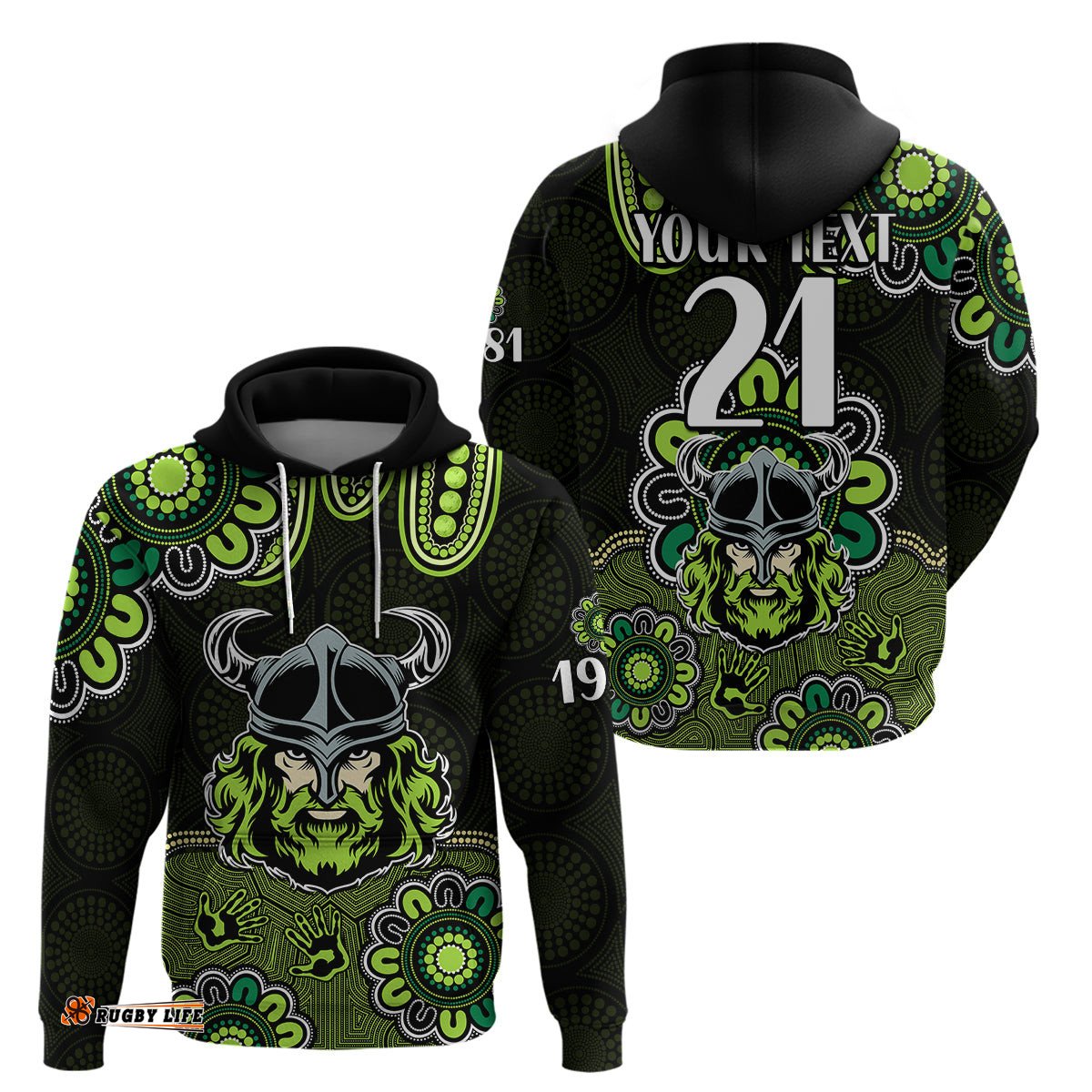 custom personalised nrl canberra raiders rugby 1981 aboriginal hoodie