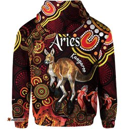 australian astrology zip up and pullover hoodie aries kangaroo zodiac aboriginal vibes red