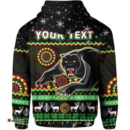 custom personalised panthers christmas hoodie aboriginal pattern penrith black version