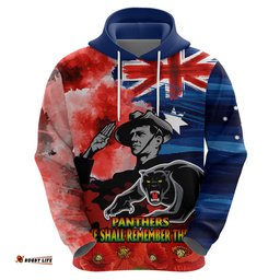 custom personalised anzac panthers rugby hoodie we shall remember