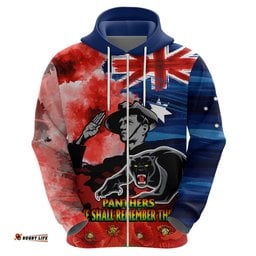 custom personalised anzac panthers rugby hoodie we shall remember