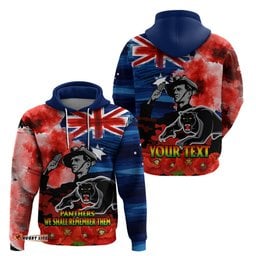 custom personalised anzac panthers rugby hoodie we shall remember