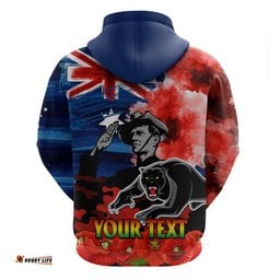 custom personalised anzac panthers rugby hoodie we shall remember