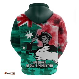 anzac rabbitohs rugby hoodie we shall remember