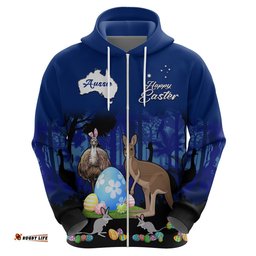 australia kangaroo emu and bilby happy easter day hoodie