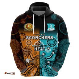 perth scorchers and brisbane heat cricket hoodie aboriginal art