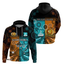 perth scorchers and brisbane heat cricket hoodie aboriginal art