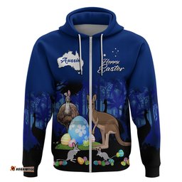 custom personalised australia kangaroo emu and bilby happy easter day hoodie