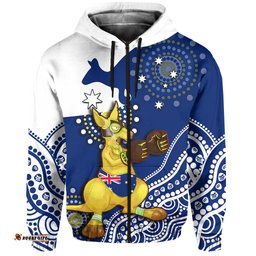 custom text and number australia hoodie boxing kangaroo indigenous flag color art
