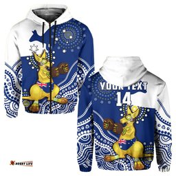 custom text and number australia hoodie boxing kangaroo indigenous flag color art