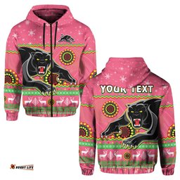 custom personalised panthers christmas hoodie aboriginal pattern penrith pink version