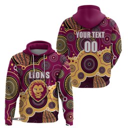 custom personalised and number lions afl hoodie aboriginal patterns