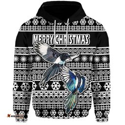 custom personalised australian magpies christmas vibe with aboriginal dot painting style zip up and pullover hoodie