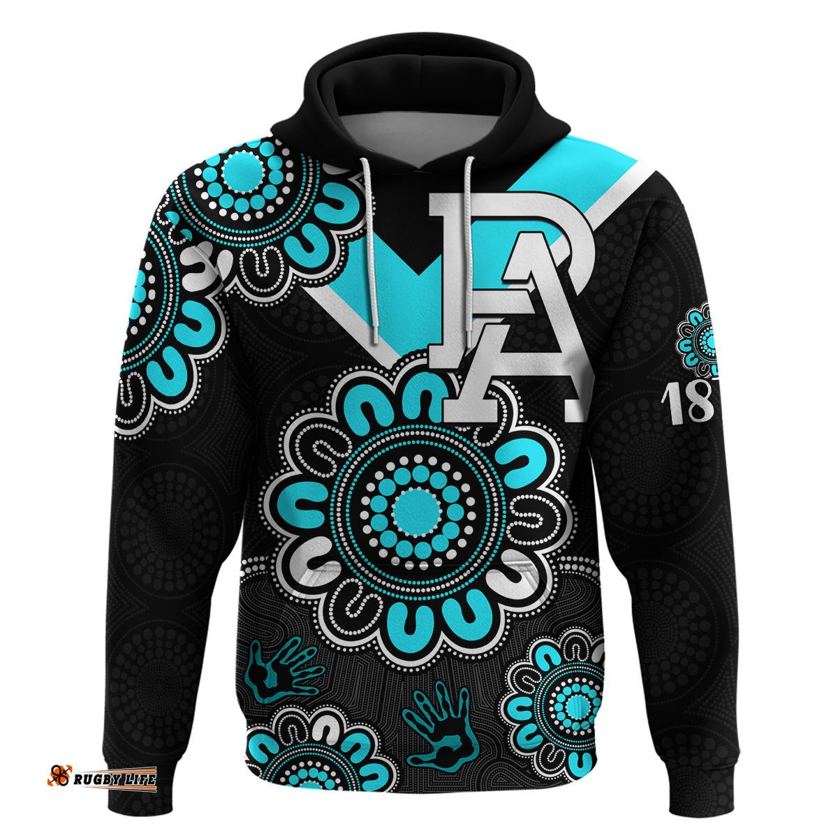 custom personalised afl port adelaide power 1870 aboriginal hoodie
