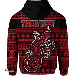 custom personalised australian lizard christmas vibe with aboriginal dot painting style zip up and pullover hoodie