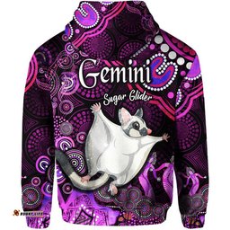 australian astrology zip up and pullover hoodie gemini sugar glider zodiac aboriginal vibes pink