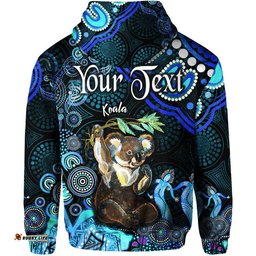 custom personalised australian astrology zip up and pullover hoodie cancer koala zodiac aboriginal vibes blue