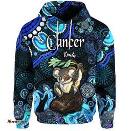 custom personalised australian astrology zip up and pullover hoodie cancer koala zodiac aboriginal vibes blue