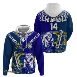 custom text and number bulldogs and cowboys rugby hoodie together indigenous
