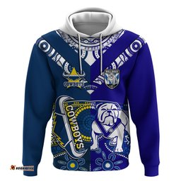 custom text and number bulldogs and cowboys rugby hoodie together indigenous