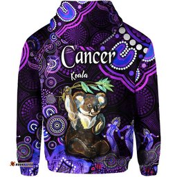 australian astrology zip up and pullover hoodie cancer koala zodiac aboriginal vibes purple